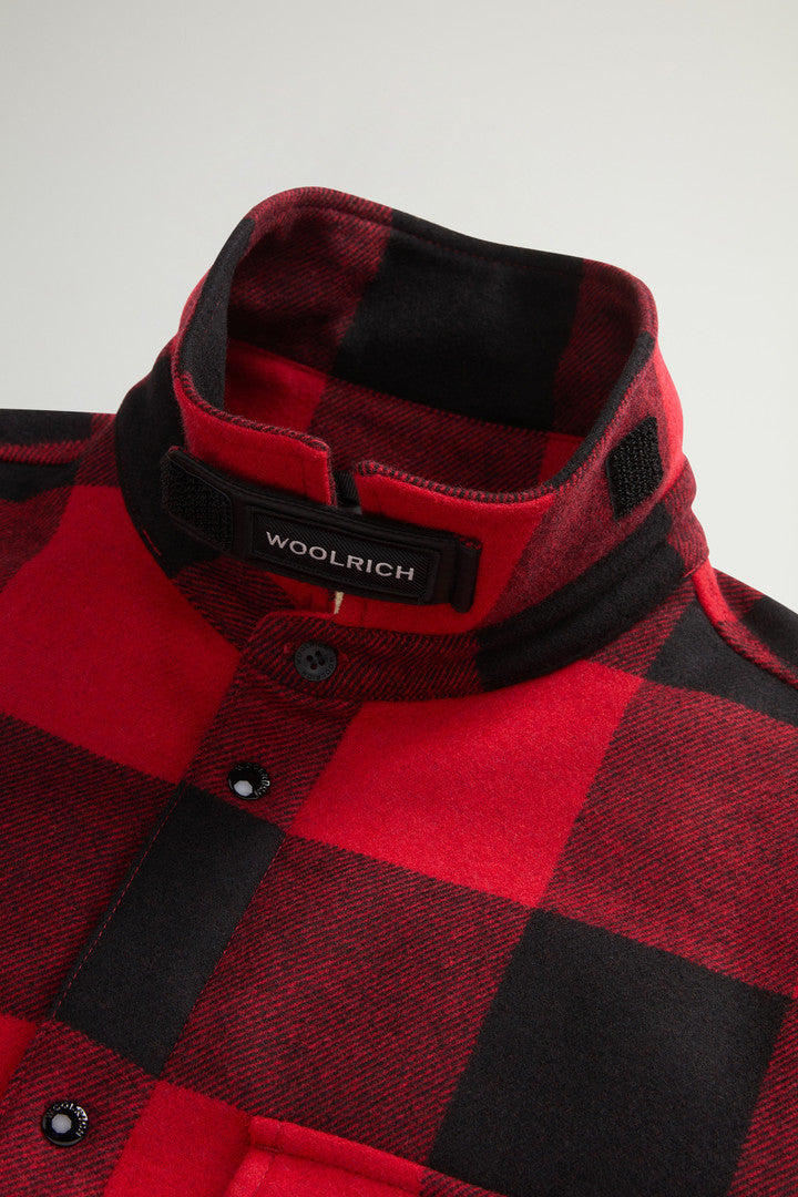 Alaskan Padded Overshirt in Checked Italian Wool Blend (Red Buffalo) - Detail View 6