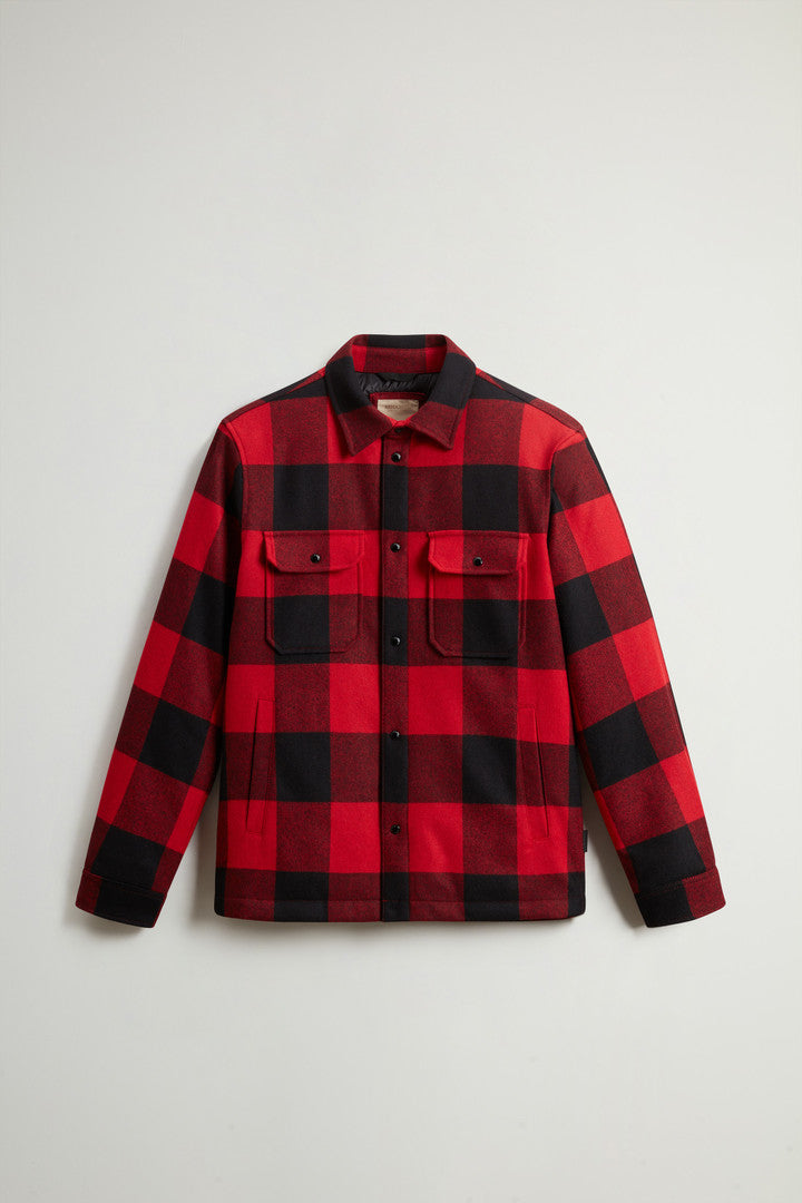 Alaskan Padded Overshirt in Checked Italian Wool Blend (Red Buffalo) - Main View