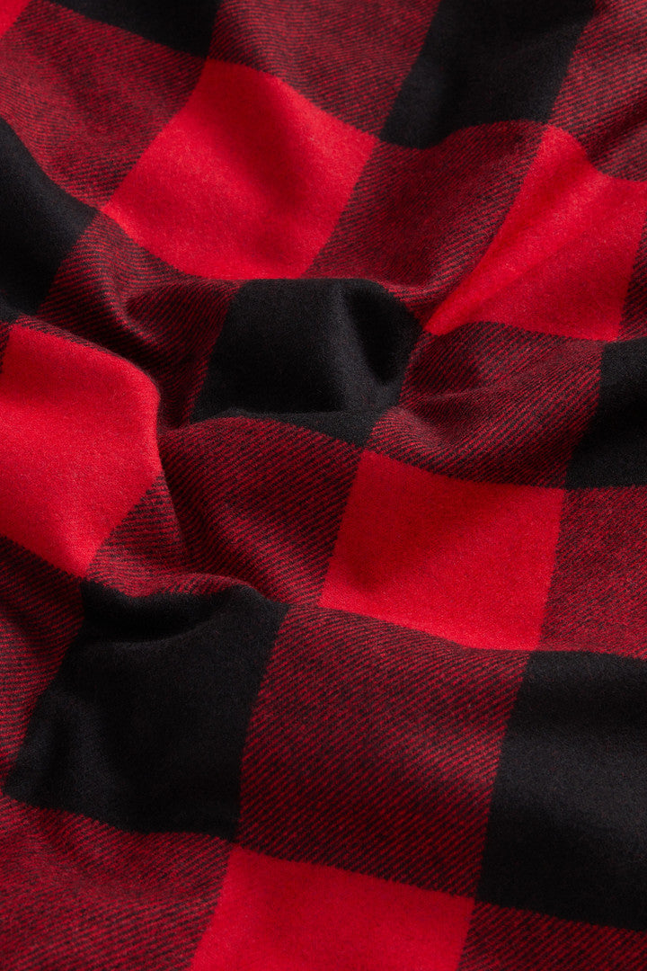 Alaskan Padded Overshirt in Checked Italian Wool Blend (Red Buffalo) - Detail View 10