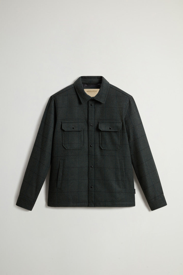 Alaskan Padded Overshirt in Checked Italian Wool Blend (Red Buffalo) - Detail View 12