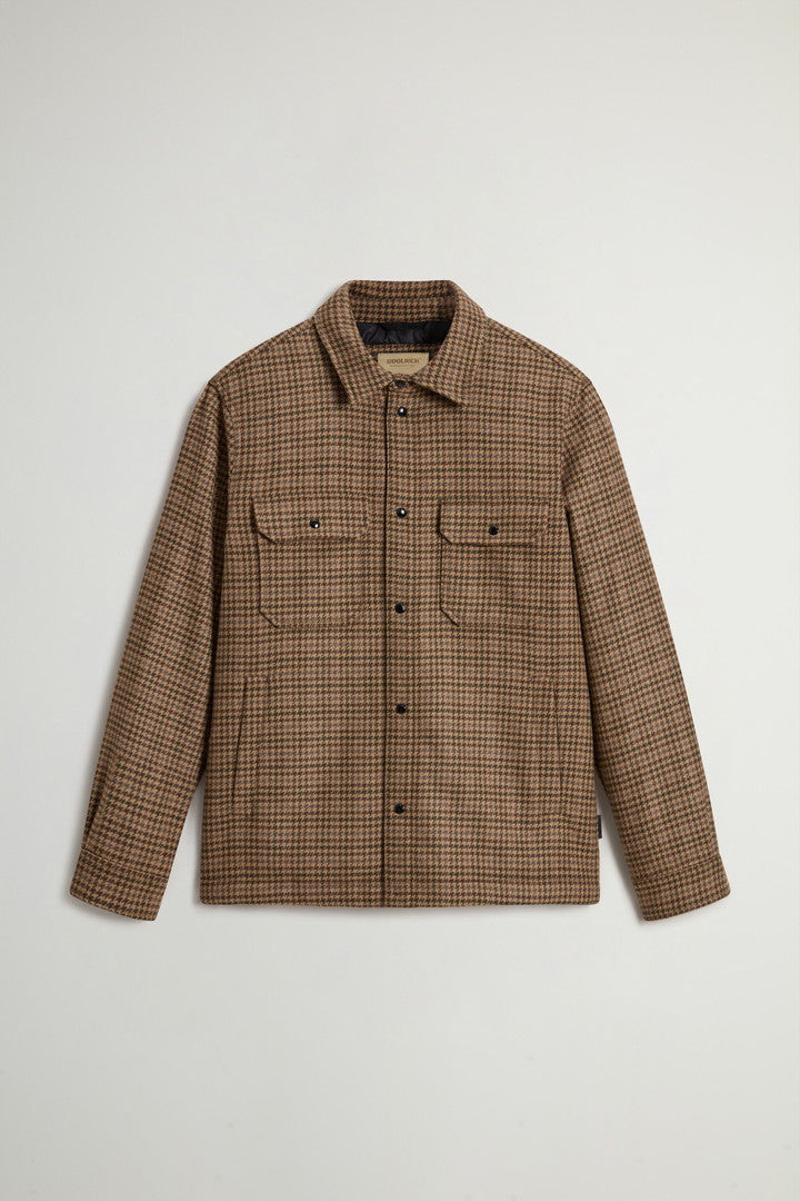 Alaskan Padded Overshirt in Checked Italian Wool Blend (Red Buffalo) - Detail View 11
