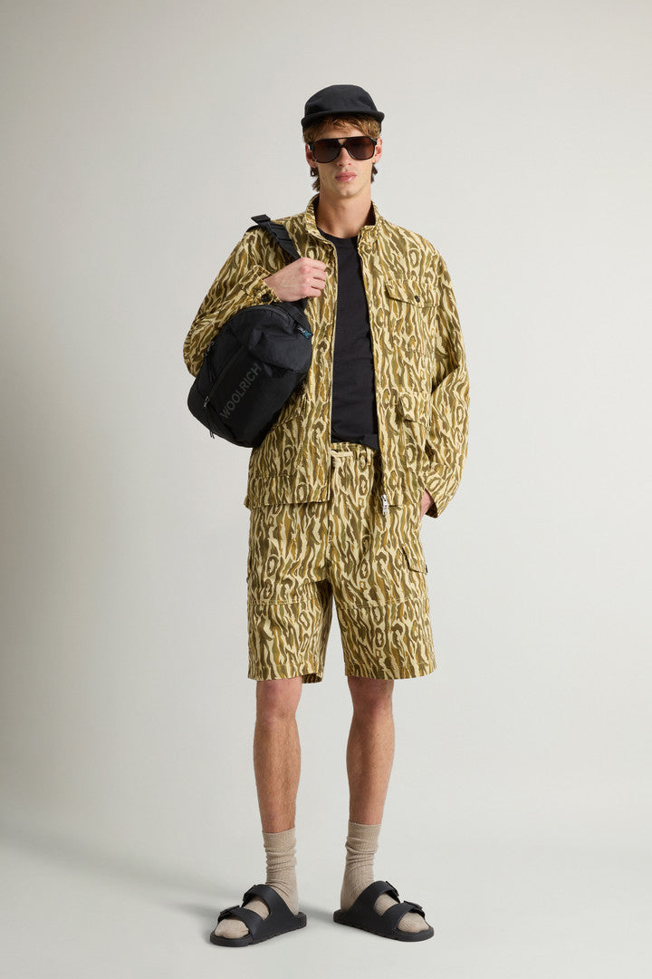 Garment-Dyed Linen-Blend Overshirt with Shadowbark Motif (Beige Camo) - Detail View 2