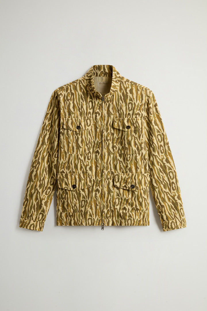 Garment-Dyed Linen-Blend Overshirt with Shadowbark Motif (Beige Camo) - Main View