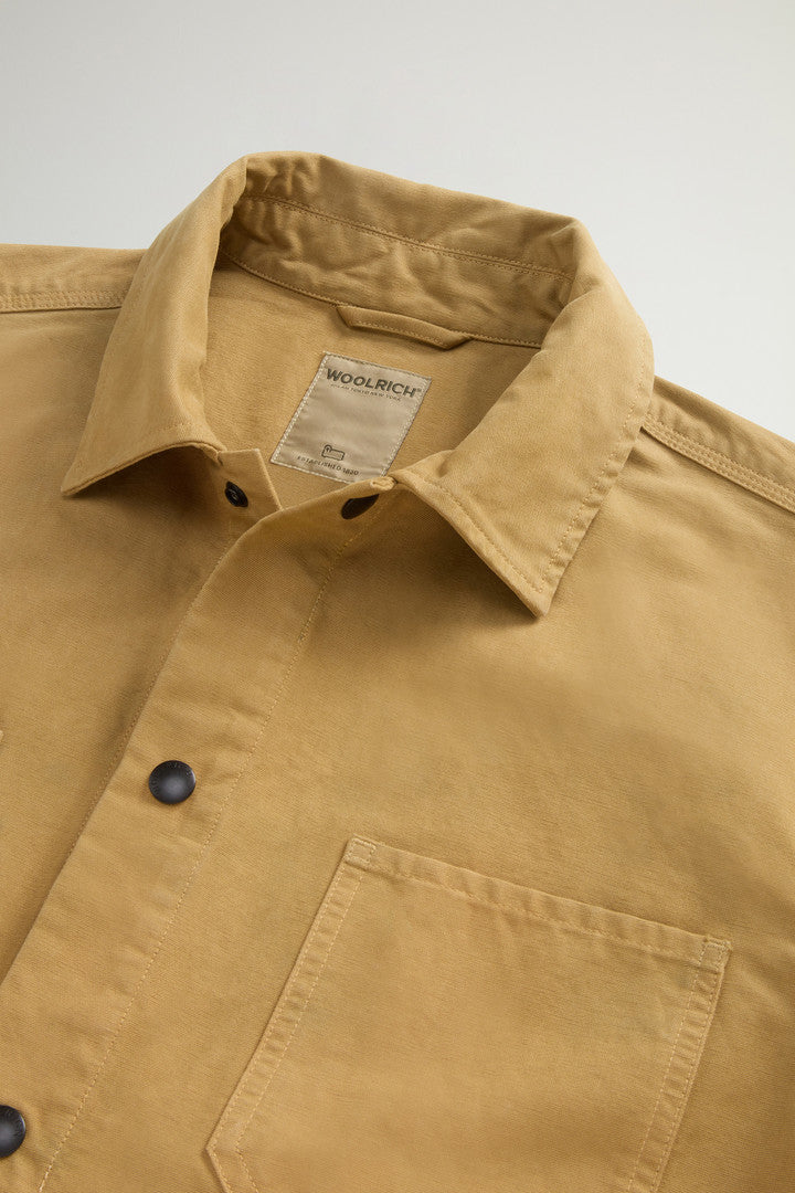 Garment-Dyed Pure Cotton Canvas Overshirt (Antique Bronze) - Detail View 5