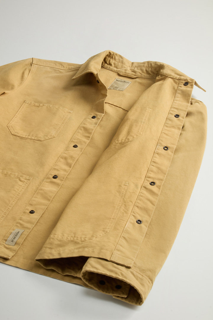 Garment-Dyed Pure Cotton Canvas Overshirt (Antique Bronze) - Detail View 8