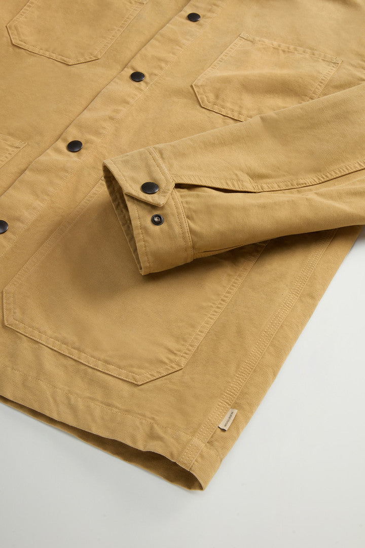 Garment-Dyed Pure Cotton Canvas Overshirt (Antique Bronze) - Detail View 6