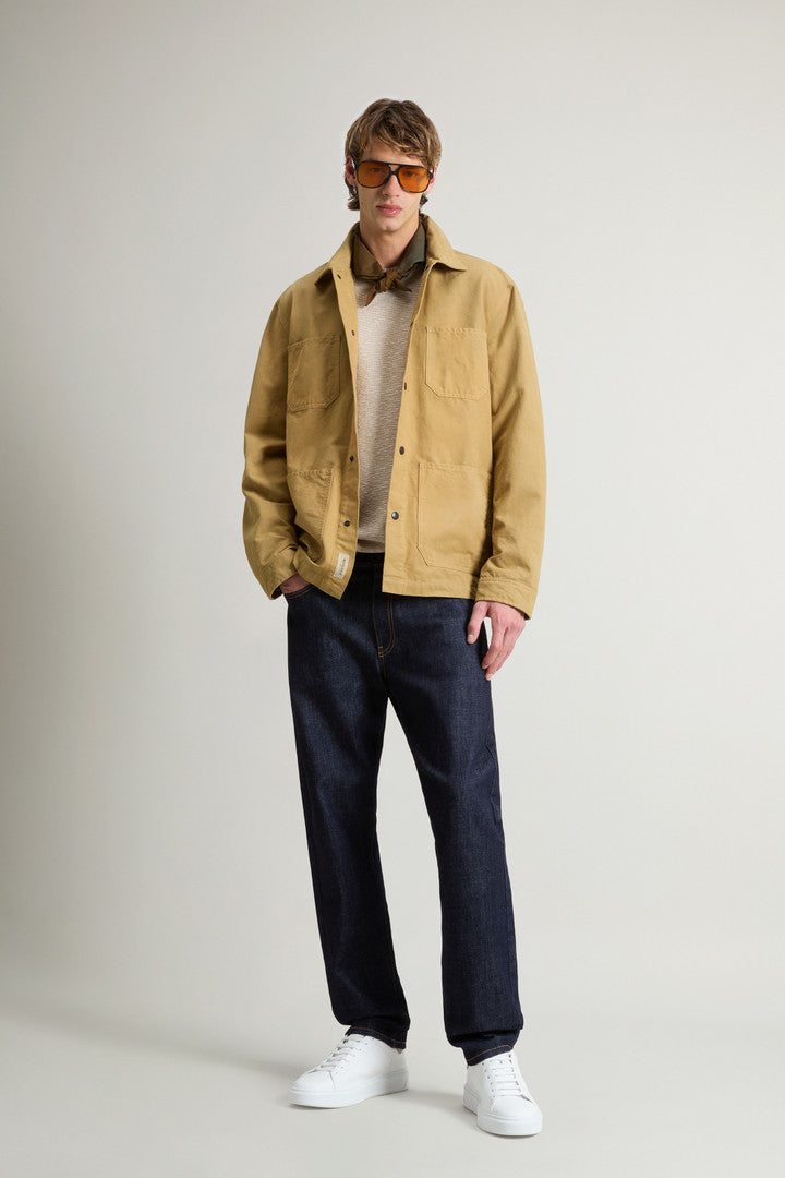 Garment-Dyed Pure Cotton Canvas Overshirt (Antique Bronze) - Detail View 2