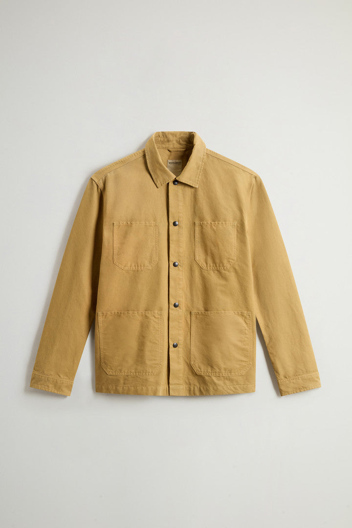 Garment-Dyed Pure Cotton Canvas Overshirt (Antique Bronze) - Main View