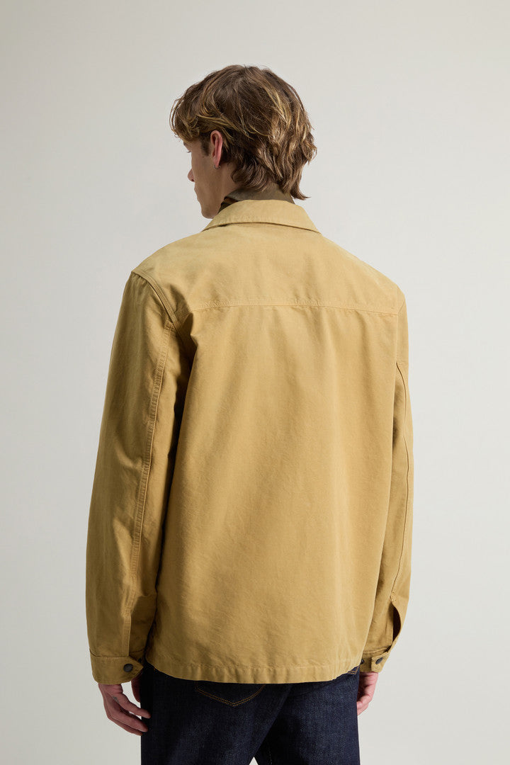 Garment-Dyed Pure Cotton Canvas Overshirt (Antique Bronze) - Detail View 3