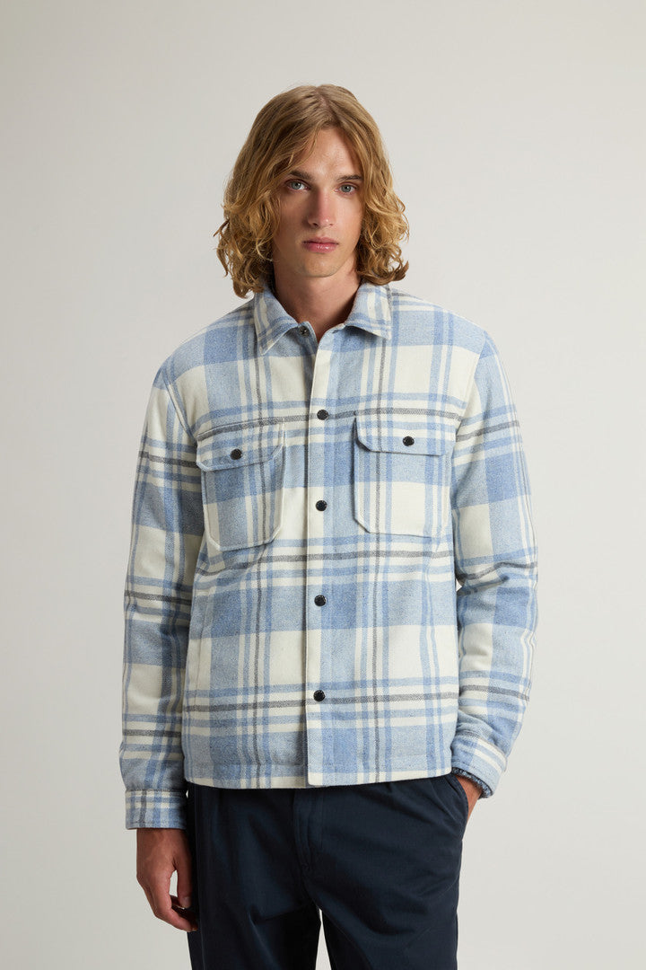 Alaskan Check Overshirt in Recycled Italian Wool Blend (Oatmeal Check) - Main View
