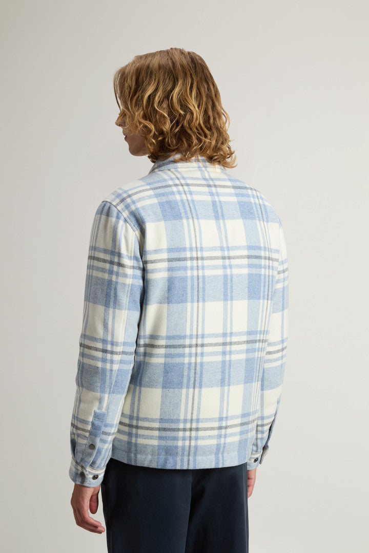 Alaskan Check Overshirt in Recycled Italian Wool Blend (Oatmeal Check) - Detail View 2