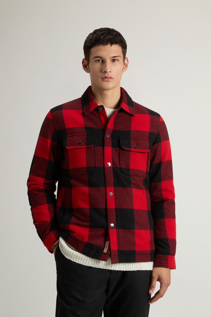 Alaskan Check Overshirt in Recycled Italian Wool Blend (Oatmeal Check) - Main View