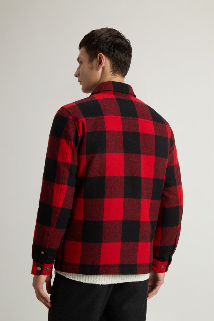 Alaskan Check Overshirt in Recycled Italian Wool Blend (Oatmeal Check) - Detail View 2