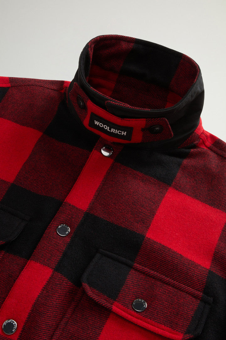 Alaskan Check Overshirt in Recycled Italian Wool Blend (Oatmeal Check) - Detail View 5