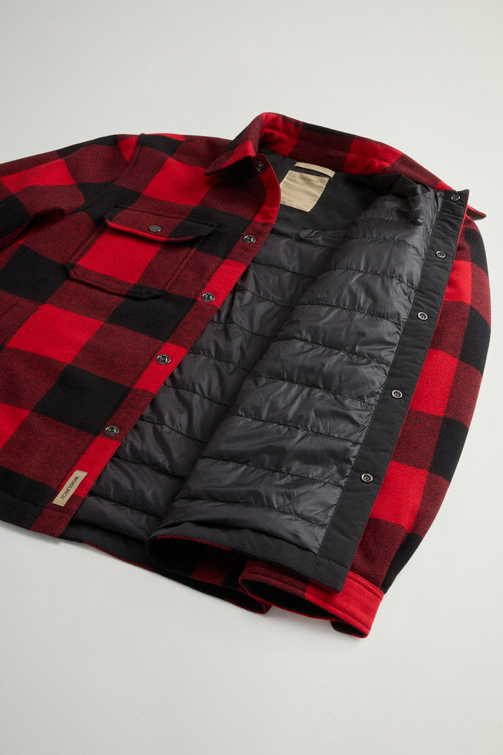 Alaskan Check Overshirt in Recycled Italian Wool Blend (Oatmeal Check) - Detail View 7