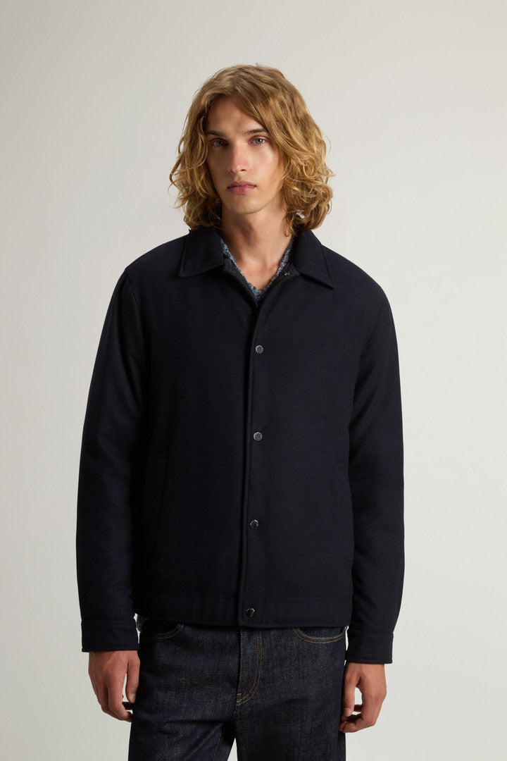 Keating Overshirt in Recycled Italian Wool Blend (Oatmeal) - Detail View 1