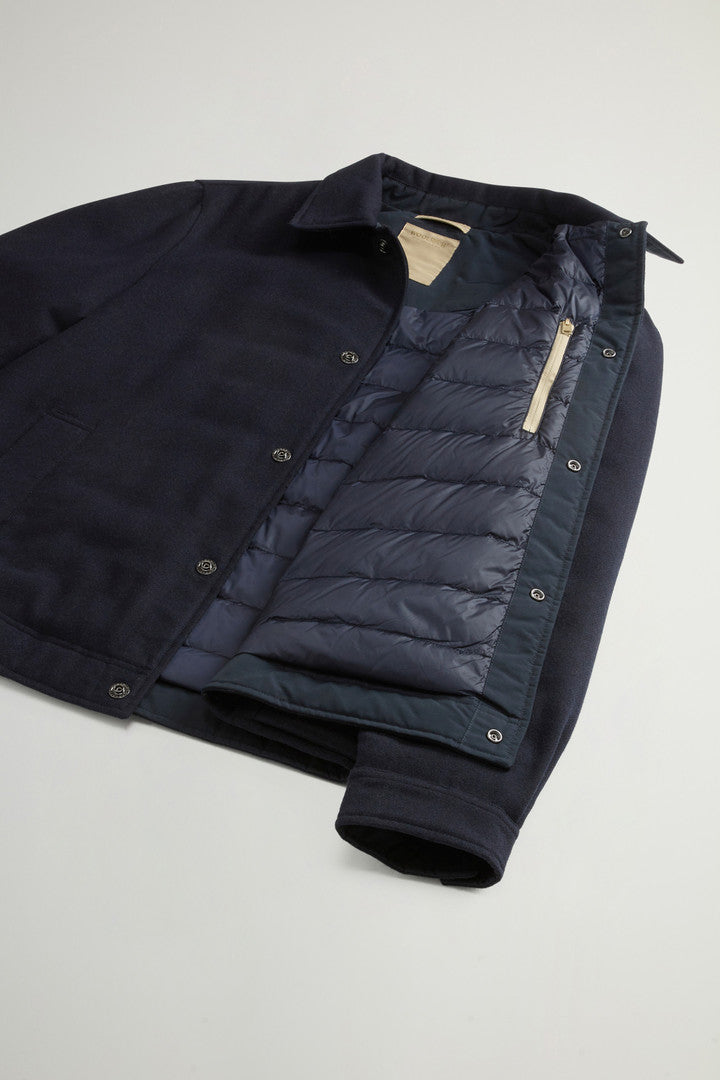 Keating Overshirt in Recycled Italian Wool Blend (Oatmeal) - Detail View 8