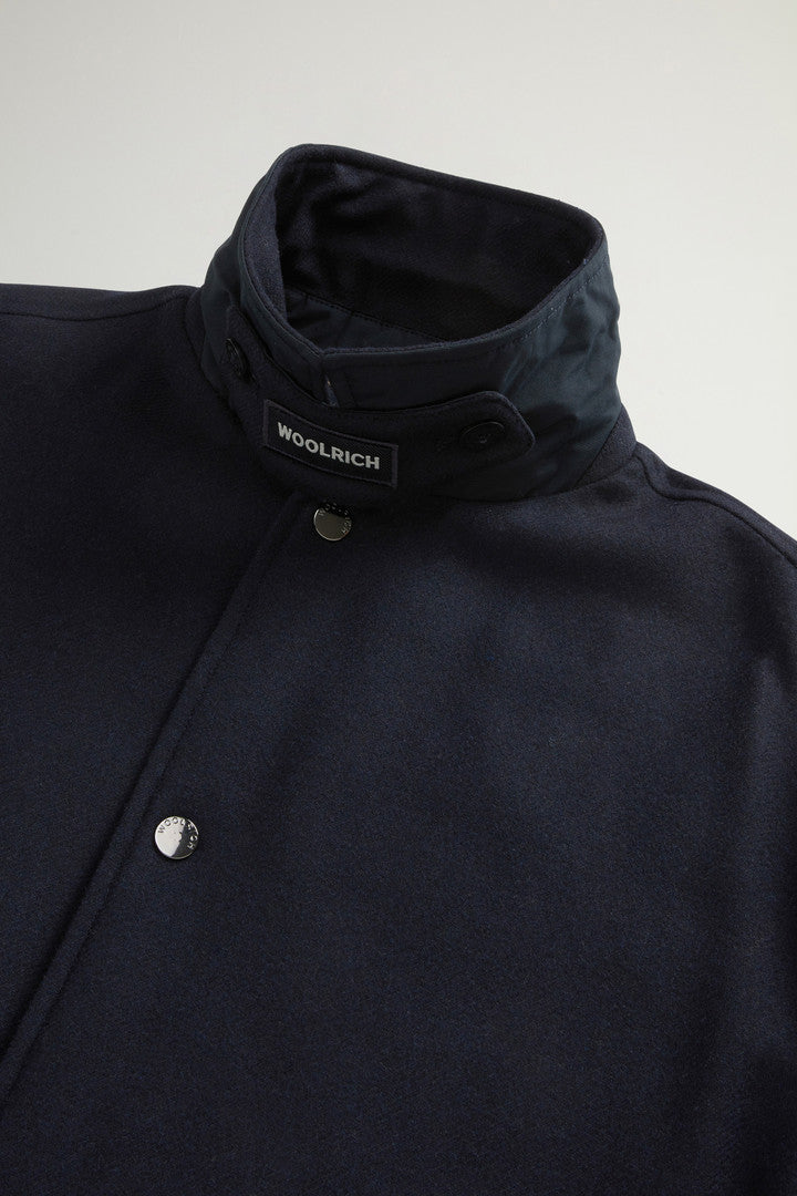 Keating Overshirt in Recycled Italian Wool Blend (Melton Blue) - Detail View 5