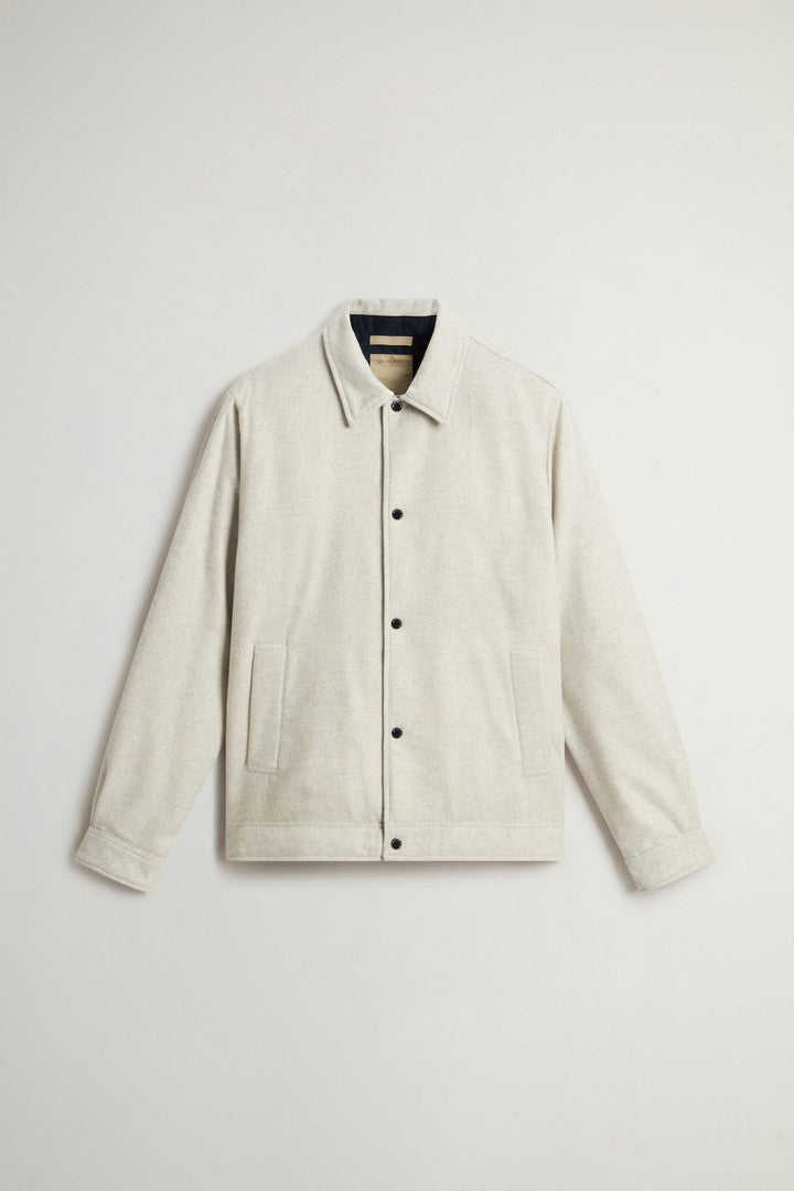 Keating Overshirt in Recycled Italian Wool Blend (Oatmeal) - Main View