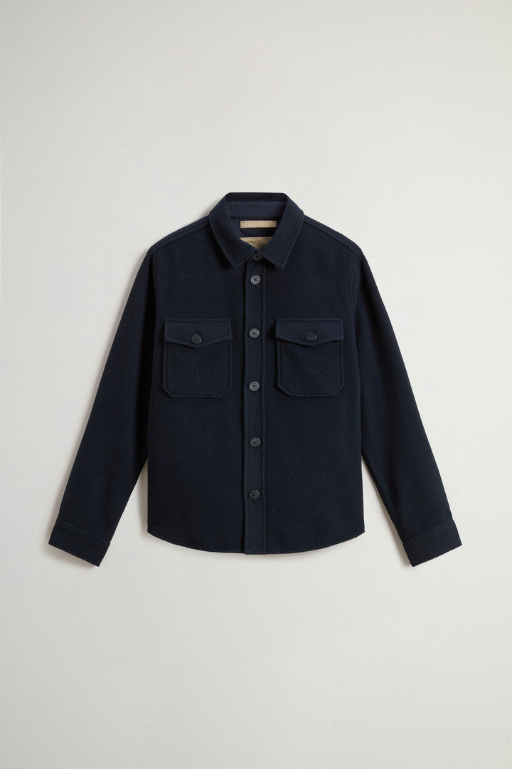 Wool-Blend Overshirt with Checked Pattern (Grey Black Watch) - Detail View 10