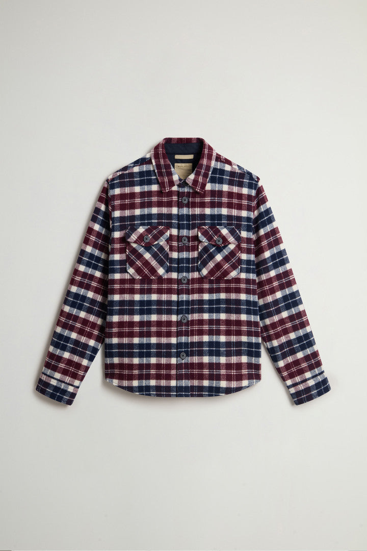 Wool-Blend Overshirt with Checked Pattern (Melton Blue) - Detail View 10
