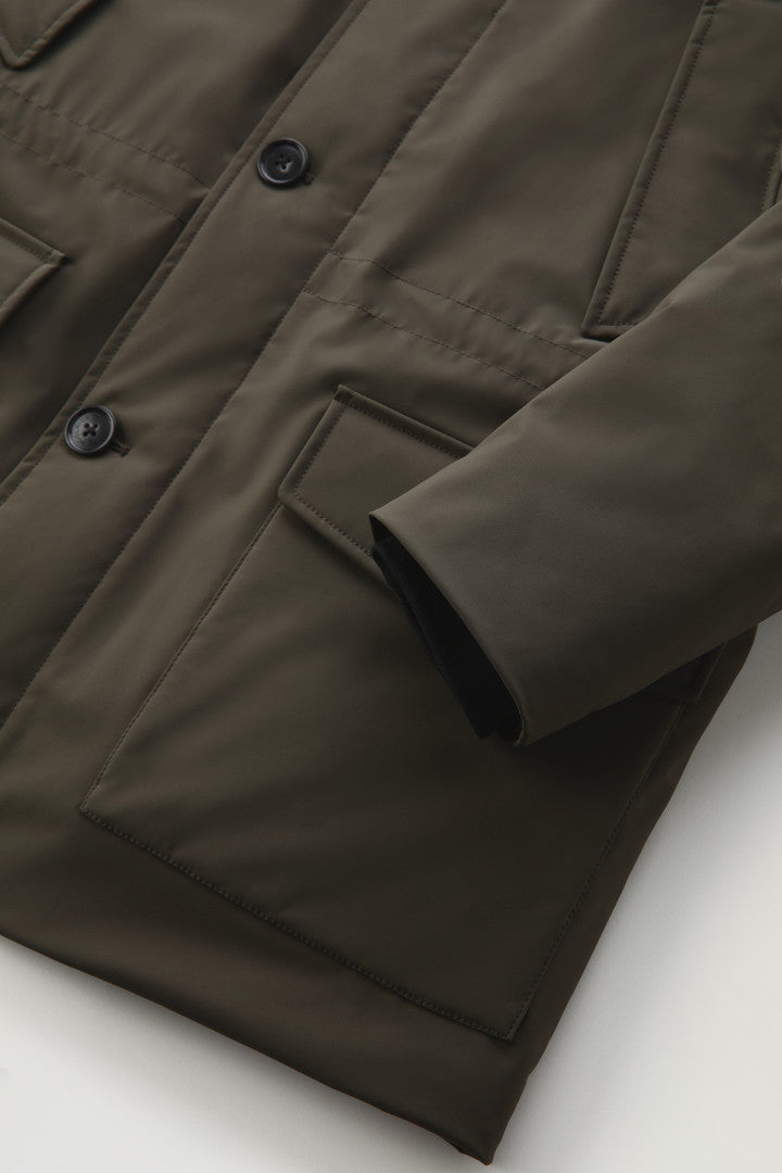 Arctic Parka in Stretch Nylon (Dark Green) - Detail View 3