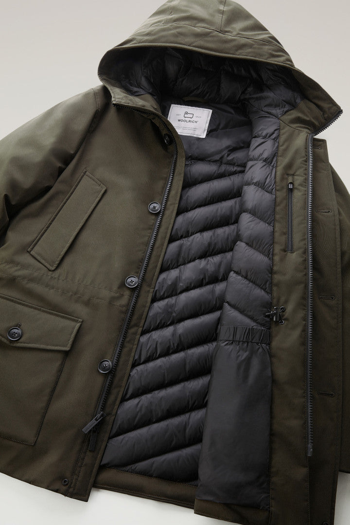 Arctic Parka in Stretch Nylon (Dark Green) - Detail View 5