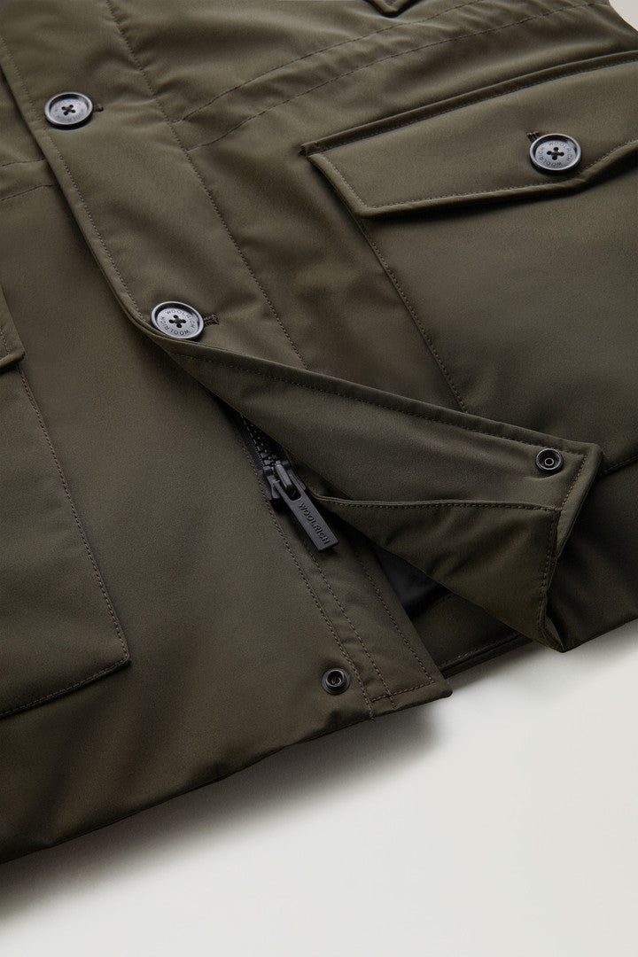 Arctic Parka in Stretch Nylon (Dark Green) - Detail View 4