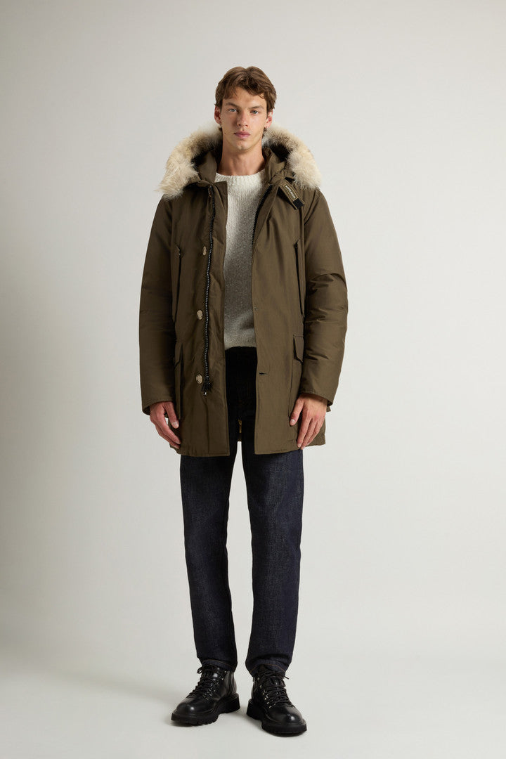 Arctic Parka in Ramar Cloth with Detachable Fur Trim (Dove) - Detail View 1