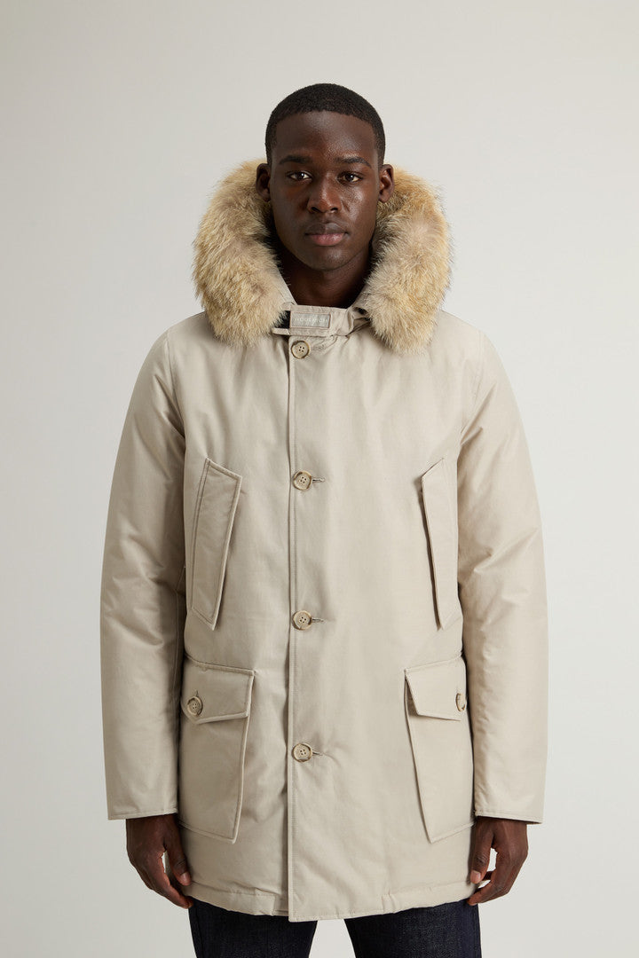 Arctic Parka in Ramar Cloth with Detachable Fur Trim (Black) - Detail View 1