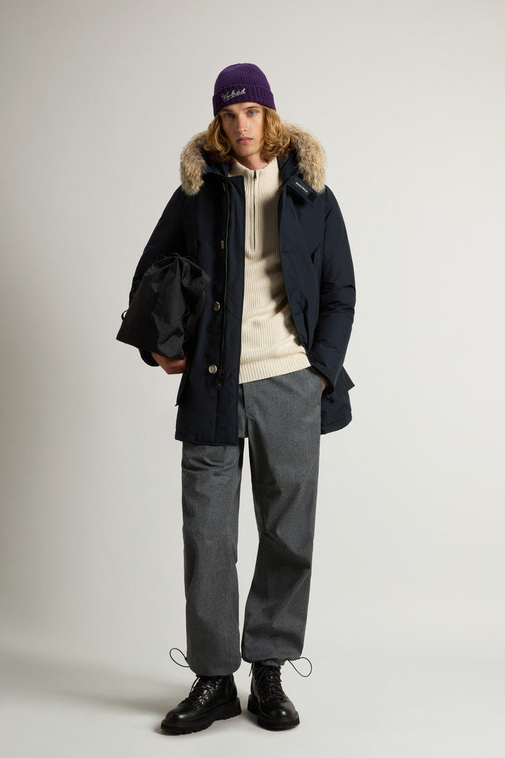 Arctic Parka in Ramar Cloth with Detachable Fur Trim (Dove) - Detail View 1