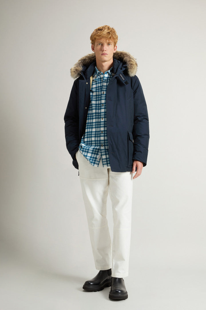 Arctic Anorak in Ramar Cloth with Detachable Fur (Melton Blue) - Detail View 1