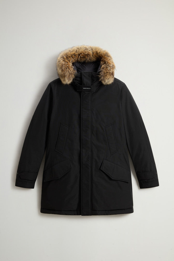Polar Parka in Ramar Cloth with High Collar and Fur Trim (Black) - Main View