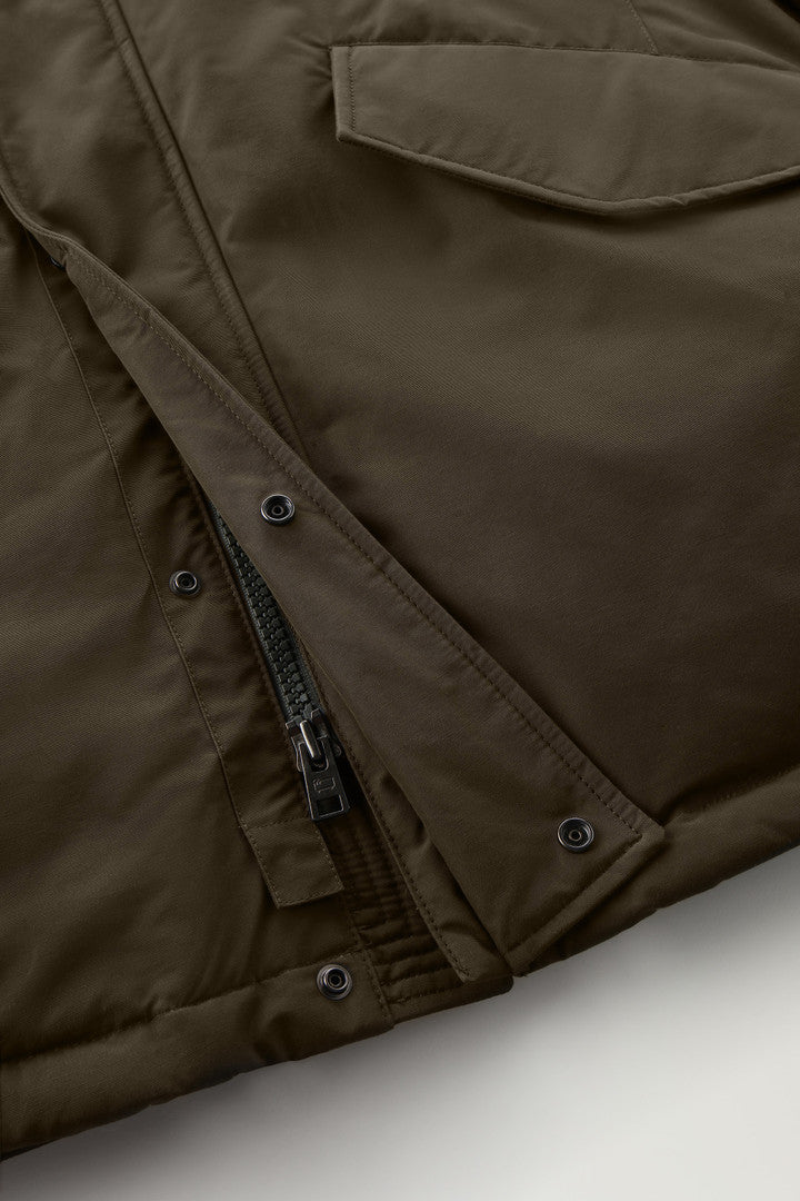 Polar Parka in Ramar Cloth with High Collar and Fur Trim (Black) - Detail View 5