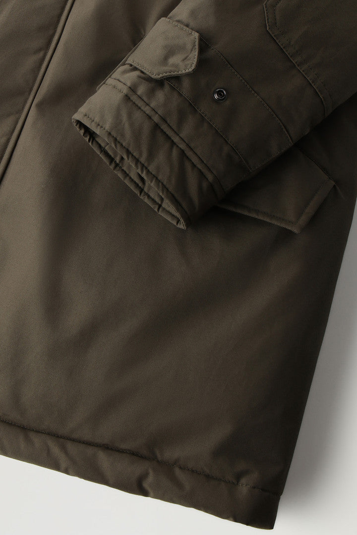Polar Parka in Ramar Cloth with High Collar and Fur Trim (Black) - Detail View 4