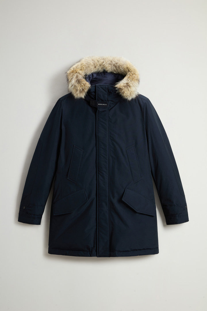 Polar Parka in Ramar Cloth with High Collar and Fur Trim (Black) - Detail View 9