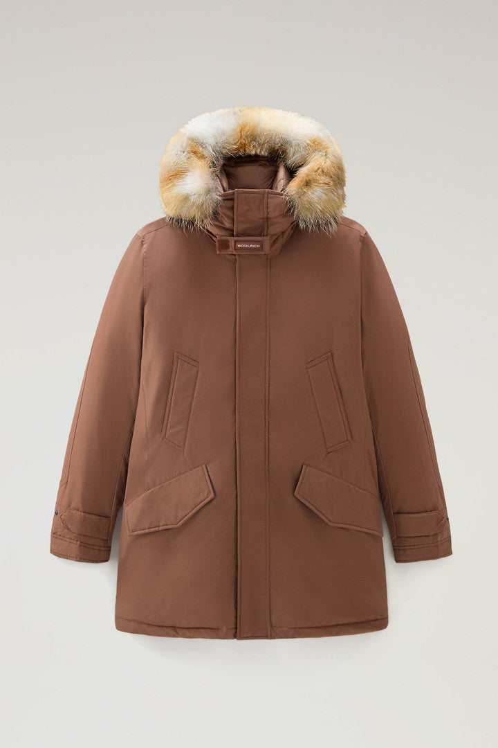 Polar Parka in Ramar Cloth with High Collar and Fur Trim (Black) - Detail View 7