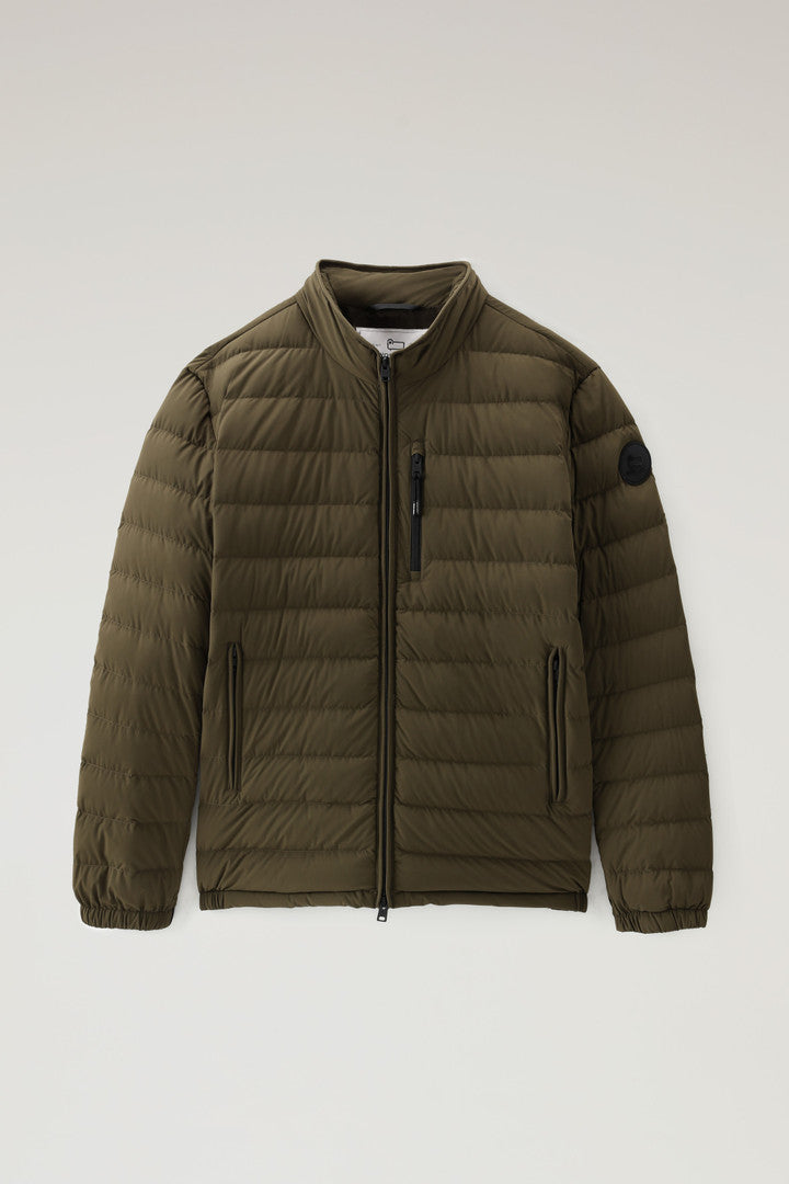 Stretch Nylon Sundance Down Jacket (Dark Green) - Main View