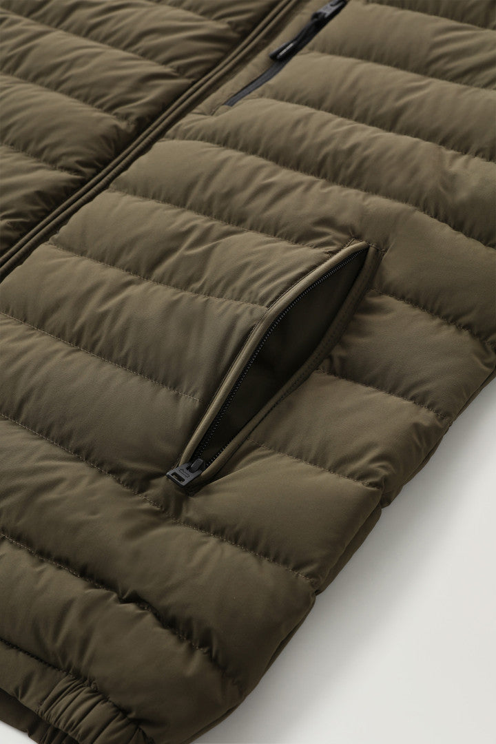 Stretch Nylon Sundance Down Jacket (Dark Green) - Detail View 3