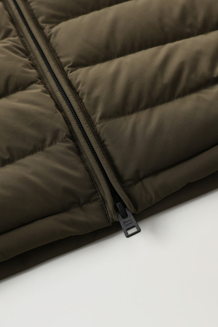 Stretch Nylon Sundance Down Jacket (Dark Green) - Detail View 4