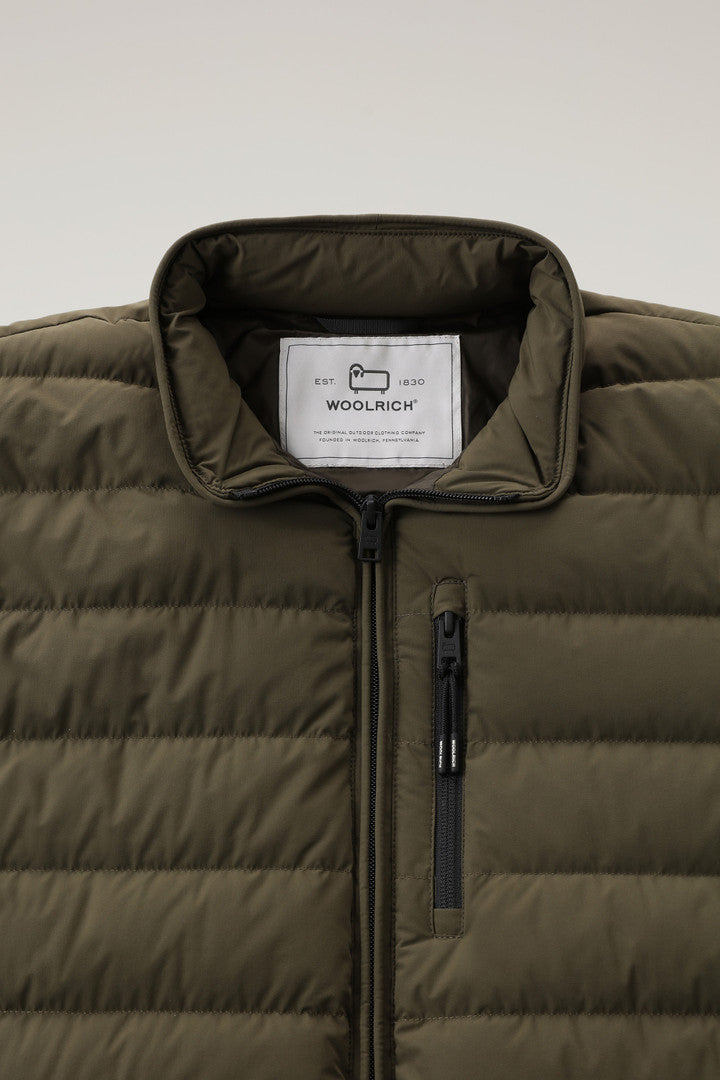 Stretch Nylon Sundance Down Jacket (Dark Green) - Detail View 1