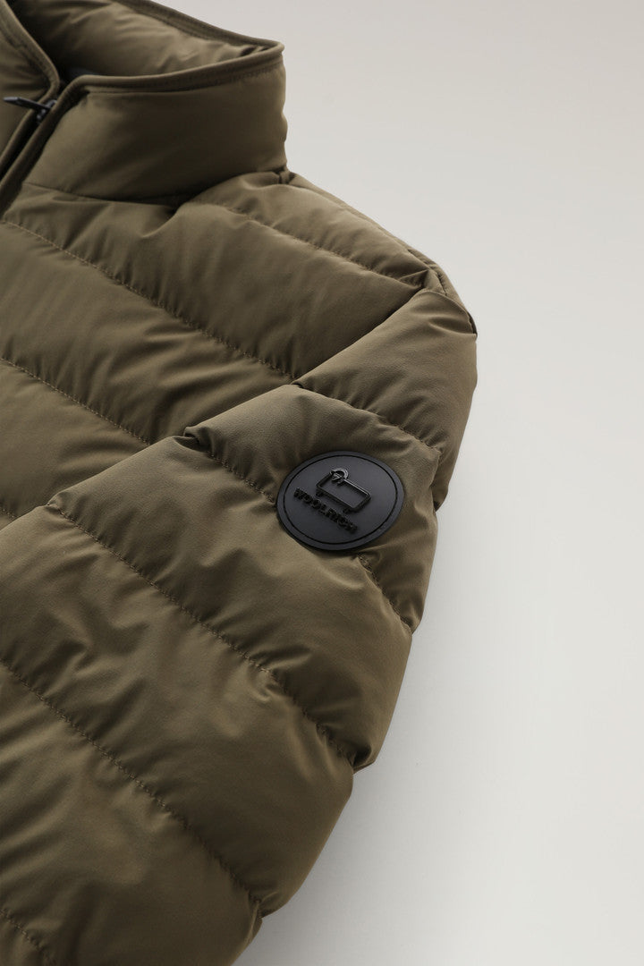Stretch Nylon Sundance Down Jacket (Dark Green) - Detail View 2