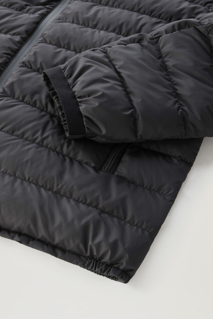 Bering Tech Lightweight Hybrid Down Jacket in Microfibre (Black) - Detail View 4