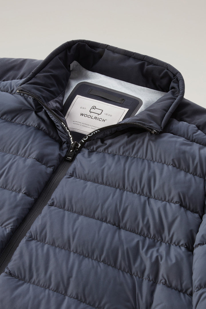 Bering Tech Lightweight Hybrid Down Jacket in Microfibre (Melton Blue) - Detail View 2