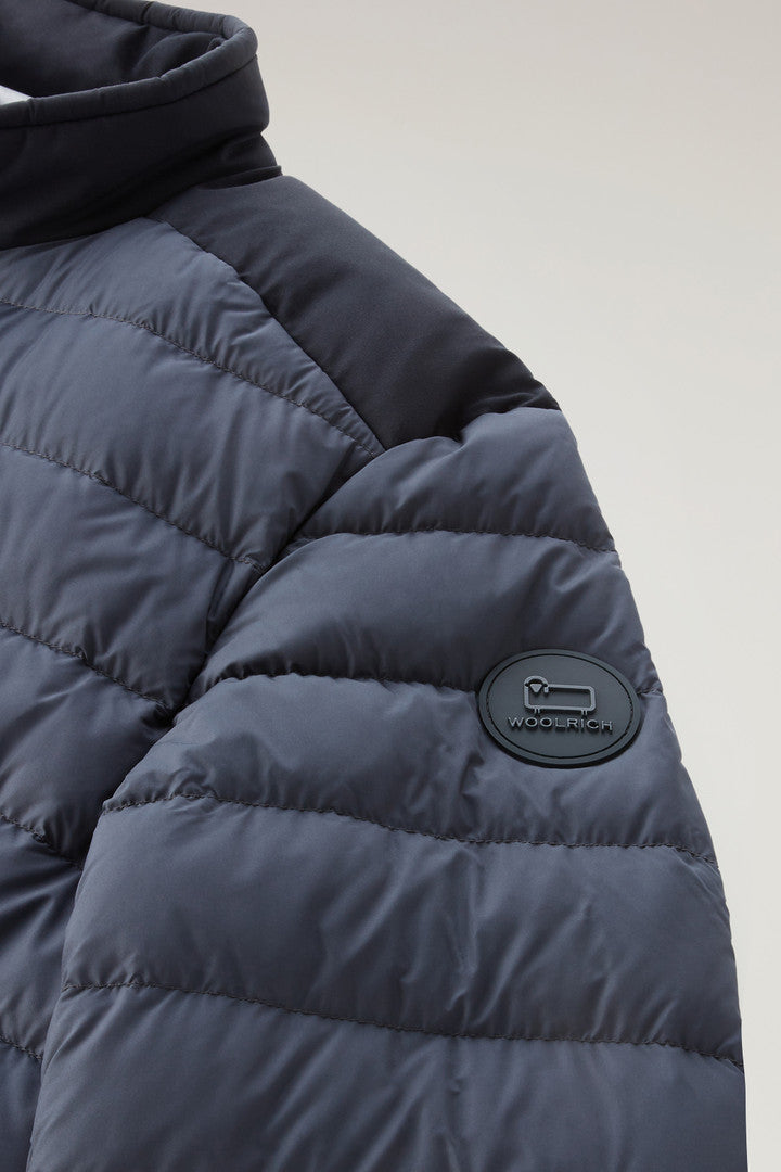 Bering Tech Lightweight Hybrid Down Jacket in Microfibre (Melton Blue) - Detail View 3