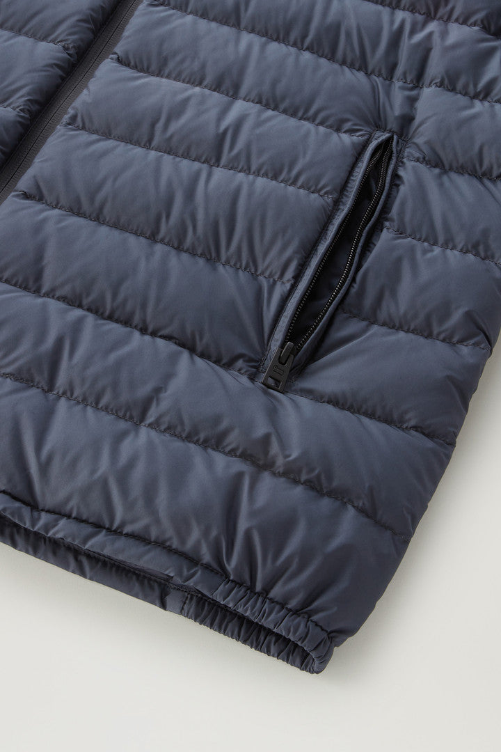Bering Tech Lightweight Hybrid Down Jacket in Microfibre (Melton Blue) - Detail View 5