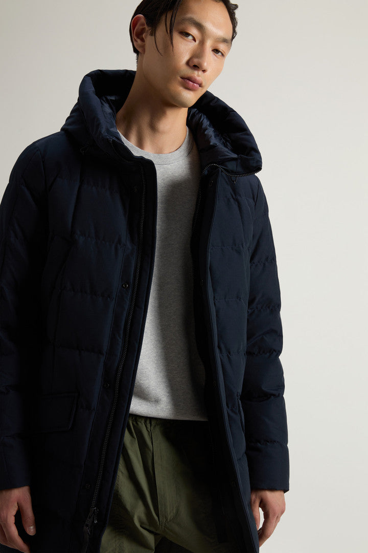 Blizzard Parka in Ramar Cloth with Square Quilting (Melton Blue) - Detail View 1