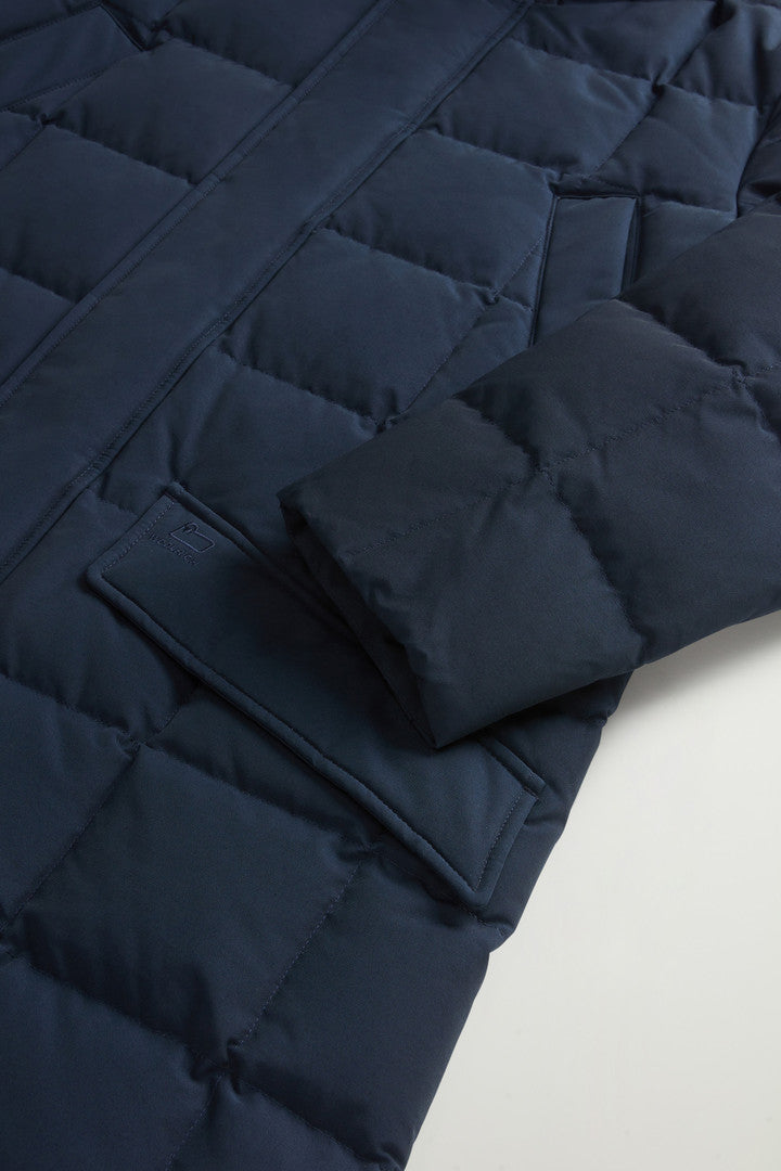 Blizzard Parka in Ramar Cloth with Square Quilting (Melton Blue) - Detail View 6