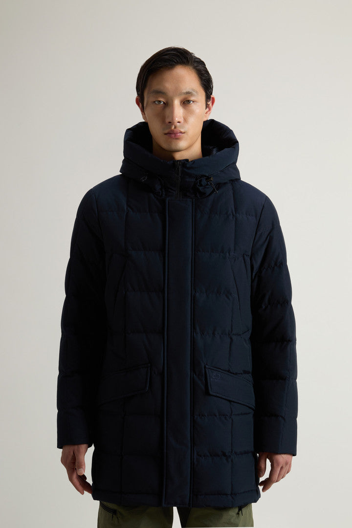 Blizzard Parka in Ramar Cloth with Square Quilting (Melton Blue) - Main View