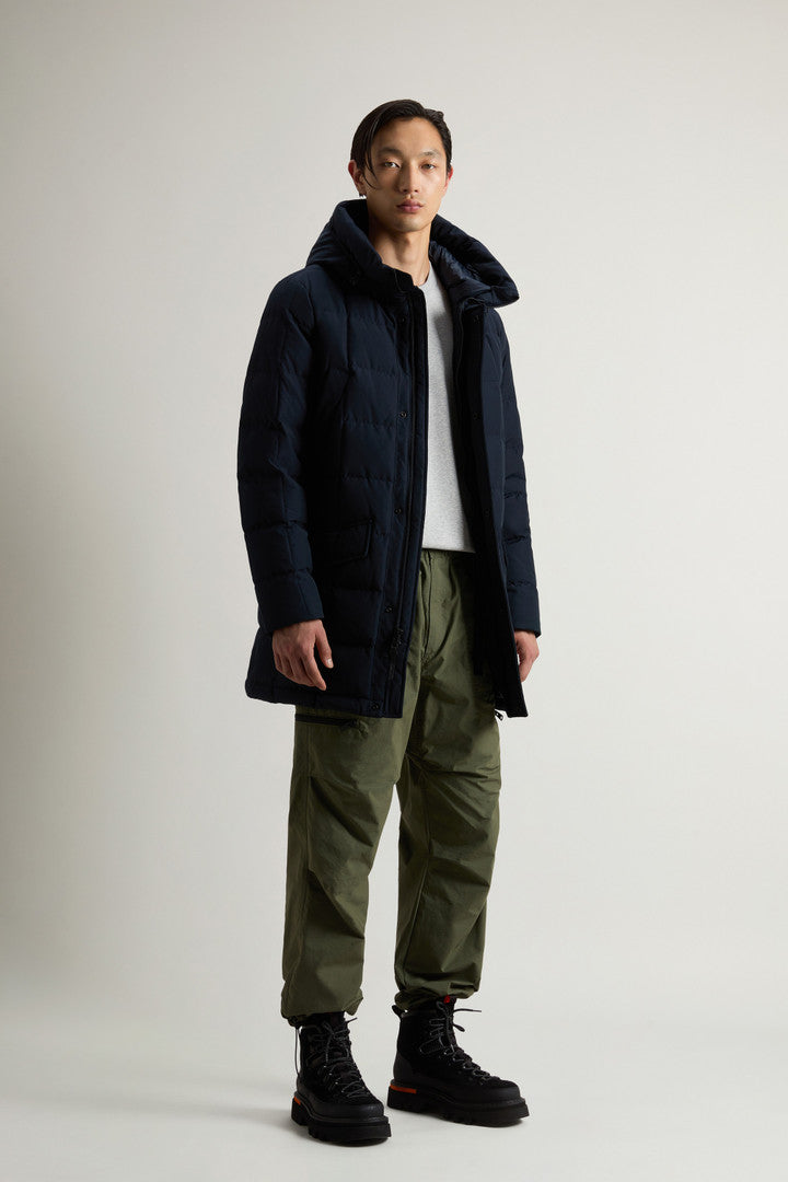 Blizzard Parka in Ramar Cloth with Square Quilting (Melton Blue) - Detail View 3